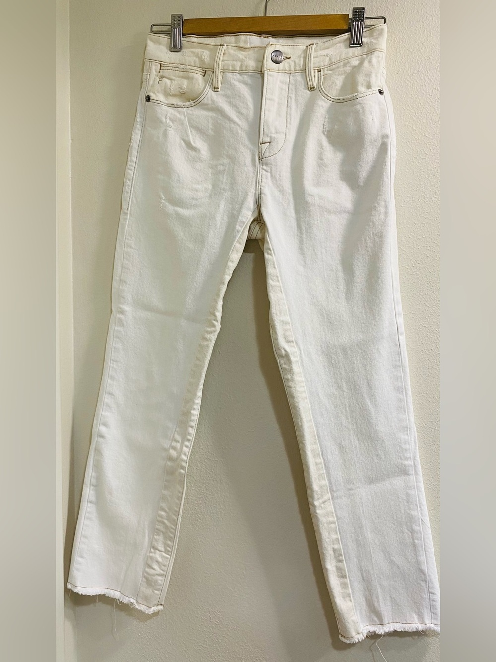 Frame Denim White Straight-Leg Jeans